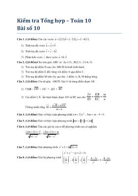 Kiểm tra Tổng hợp  Toán 10 Bài số 10